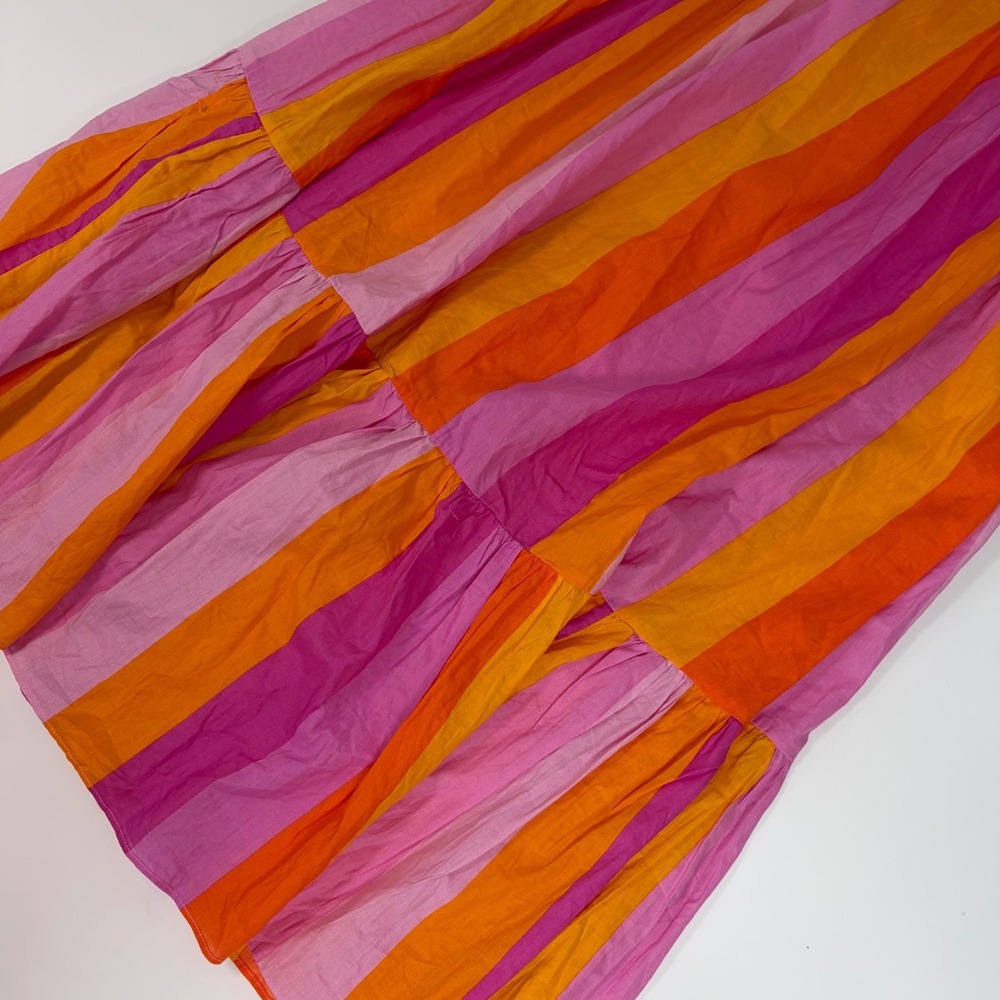 BuddyLove Gerty Maxi Dress NWT M Pink Orange Stripe Halter Smocked Cotton Resort - Picture 5 of 10